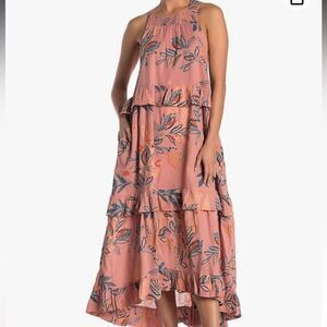 Free People Anita Ruffle Maxi Dress in Desert Rose M